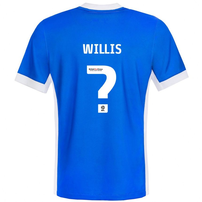 Enfant Football Maillot Zach Willis #0 Bleu Blanc Tenues Domicile 2024/25