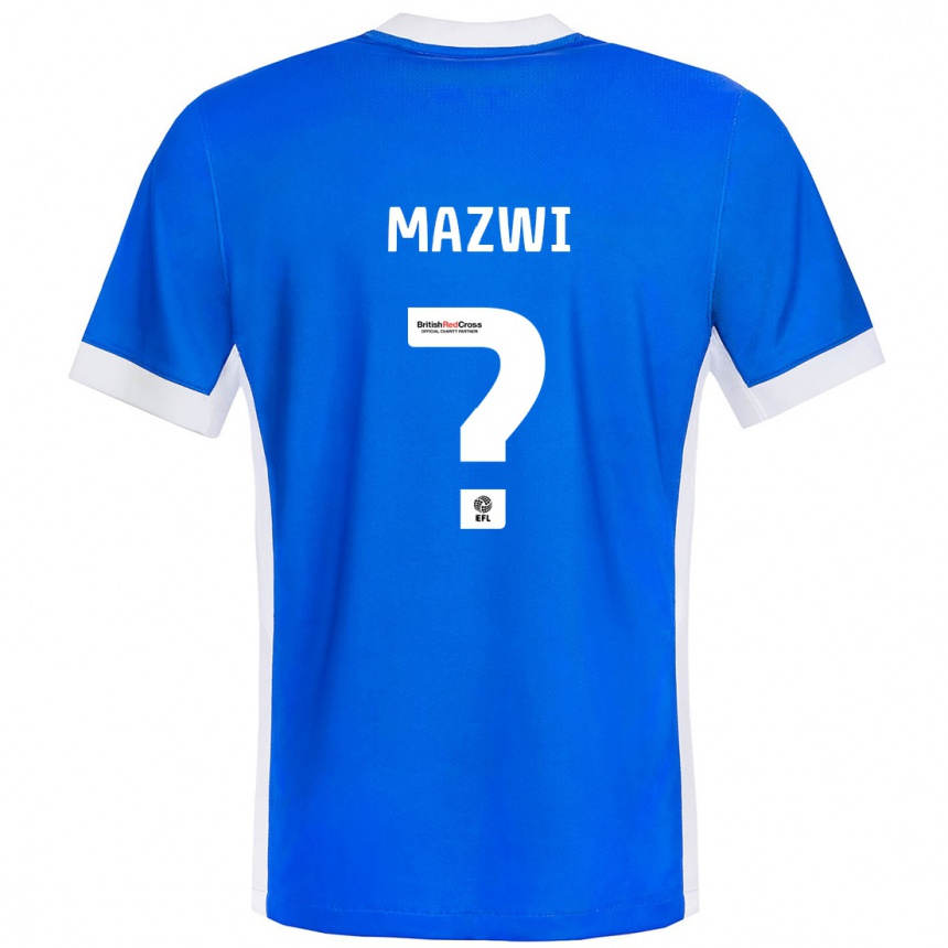 Enfant Football Maillot Menzi Mazwi #0 Bleu Blanc Tenues Domicile 2024/25