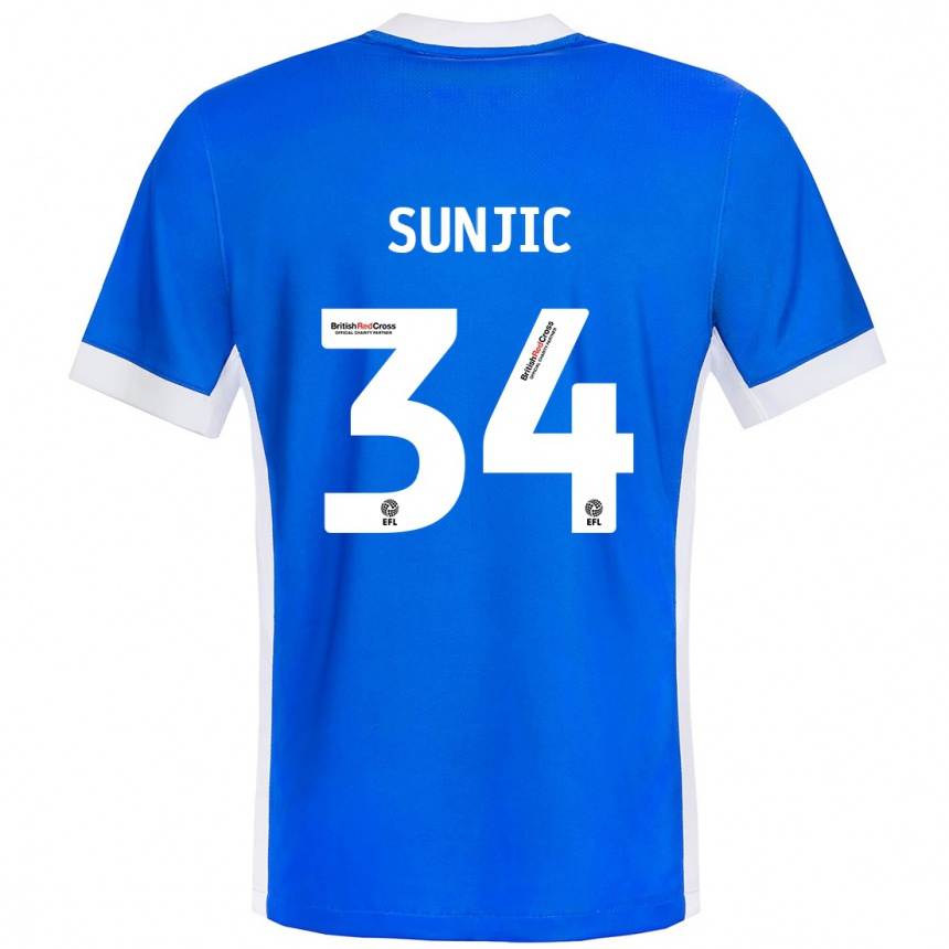 Enfant Football Maillot Ivan Sunjic #34 Bleu Blanc Tenues Domicile 2024/25