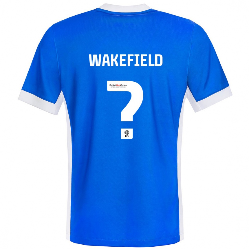 Enfant Football Maillot Kieran Wakefield #0 Bleu Blanc Tenues Domicile 2024/25