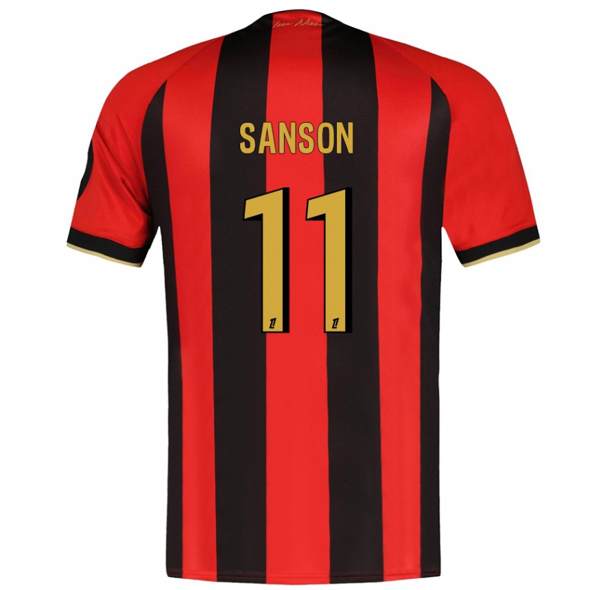 Enfant Football Maillot Morgan Sanson #11 Rouge Noir Tenues Domicile 2024/25