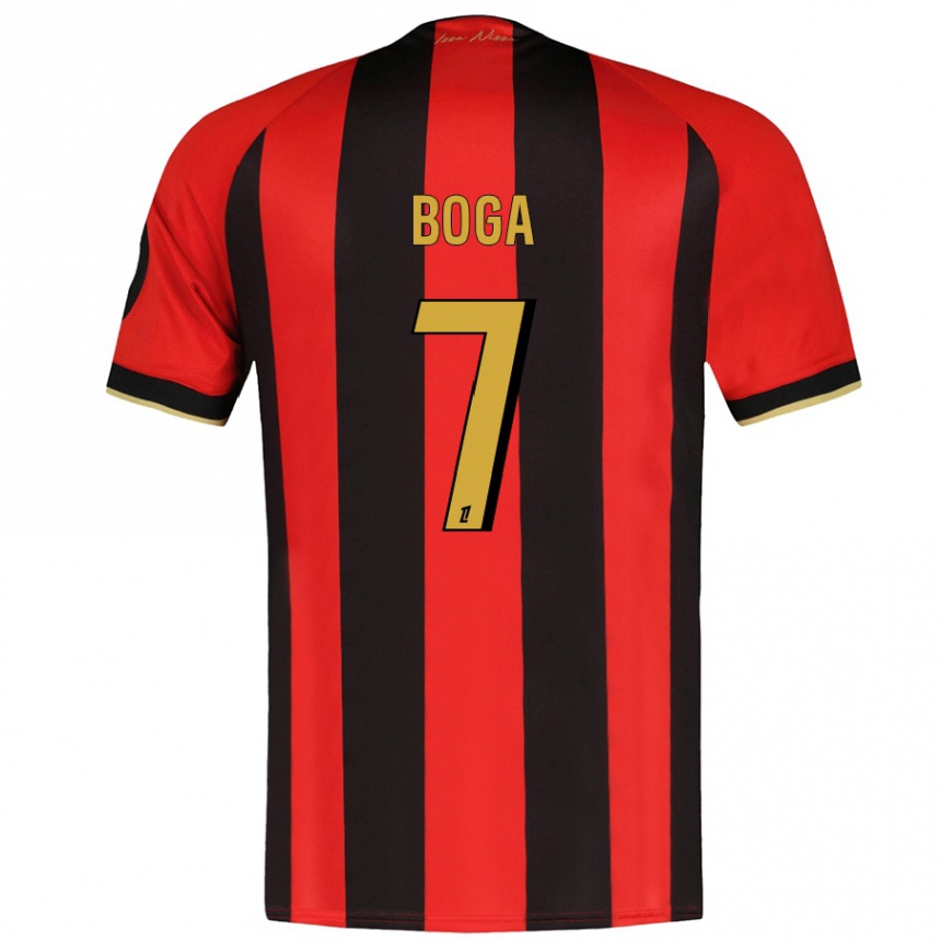 Enfant Football Maillot Jérémie Boga #7 Rouge Noir Tenues Domicile 2024/25