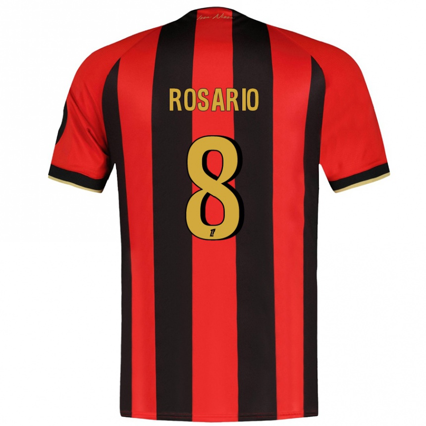 Enfant Football Maillot Pablo Rosario #8 Rouge Noir Tenues Domicile 2024/25