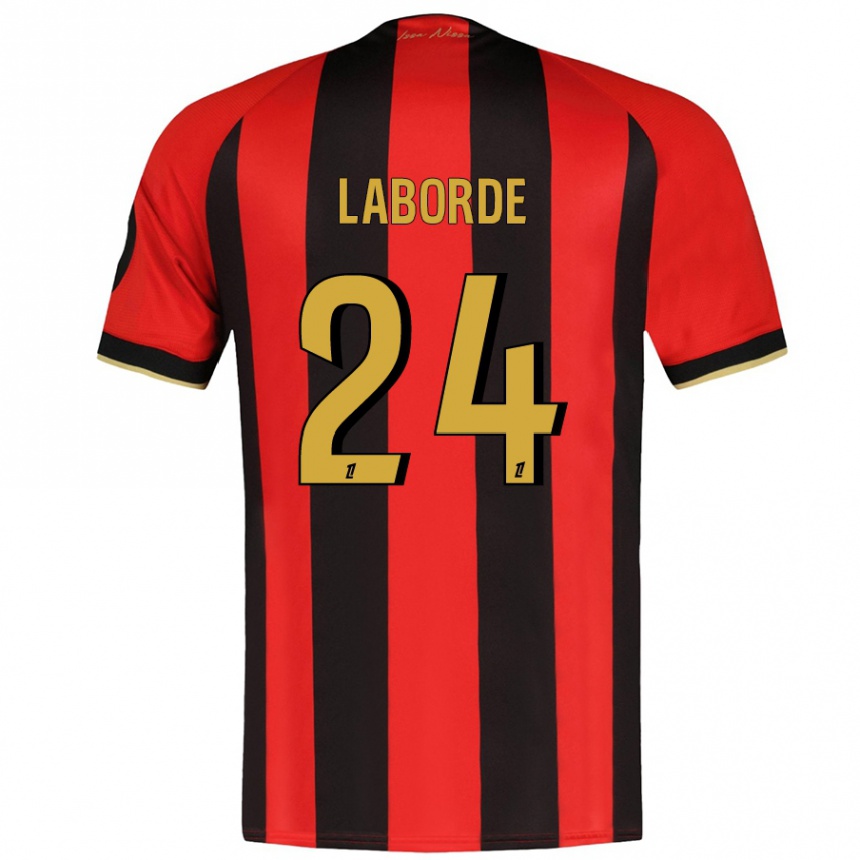 Enfant Football Maillot Gaëtan Laborde #24 Rouge Noir Tenues Domicile 2024/25