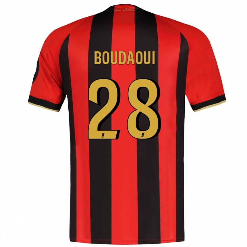 Enfant Football Maillot Hicham Boudaoui #28 Rouge Noir Tenues Domicile 2024/25