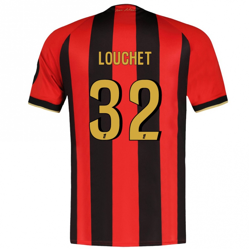 Enfant Football Maillot Tom Louchet #32 Rouge Noir Tenues Domicile 2024/25