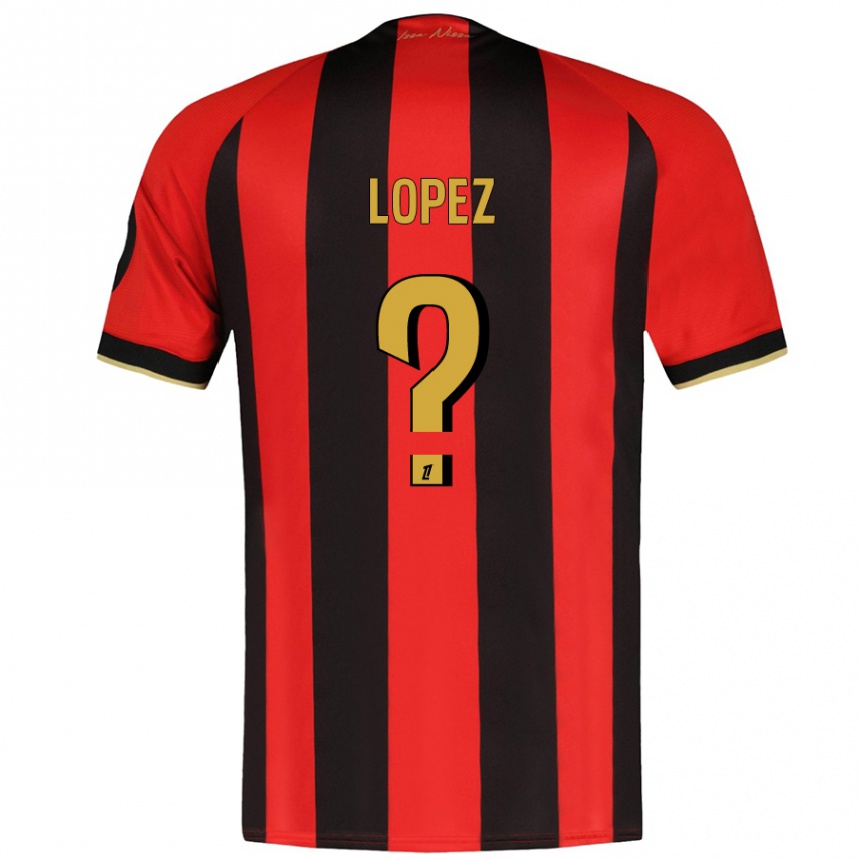 Enfant Football Maillot Kylian Lopez #0 Rouge Noir Tenues Domicile 2024/25