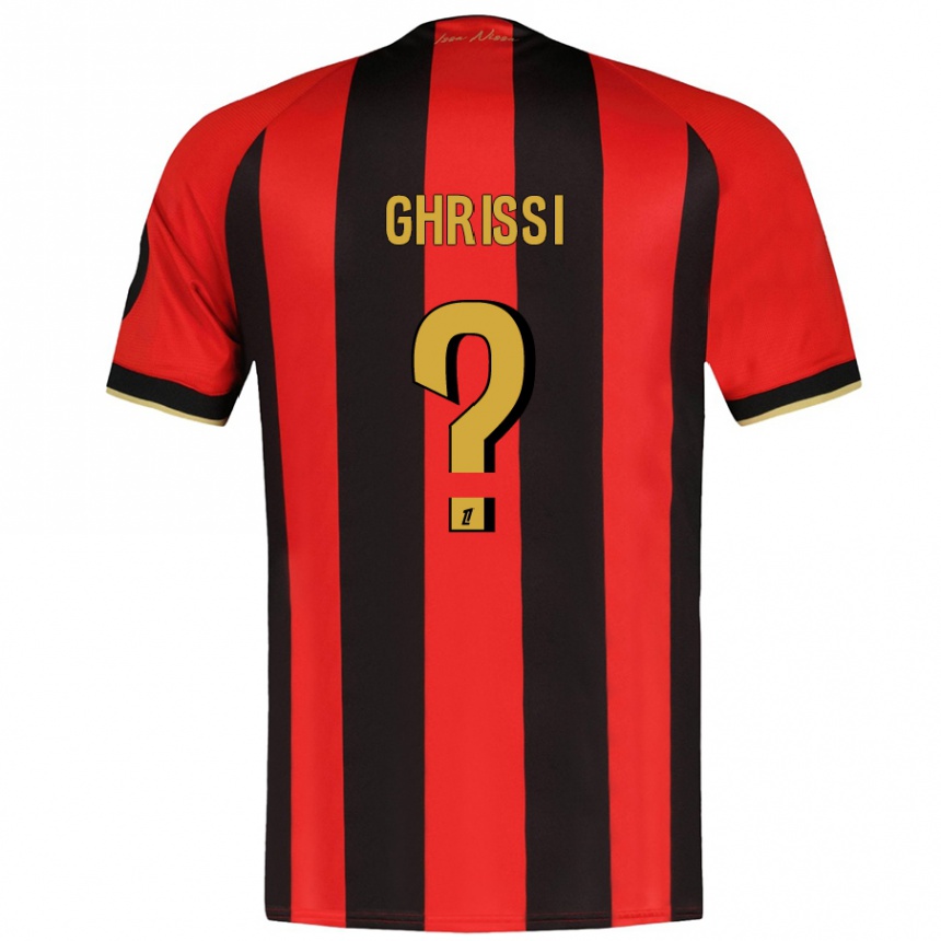 Enfant Football Maillot Chaïn Ghrissi #0 Rouge Noir Tenues Domicile 2024/25