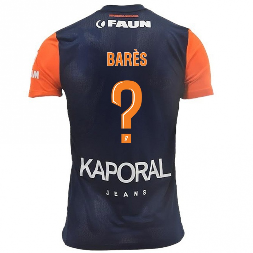 Enfant Football Maillot Gabriel Barès #0 Bleu Marine Orange Tenues Domicile 2024/25