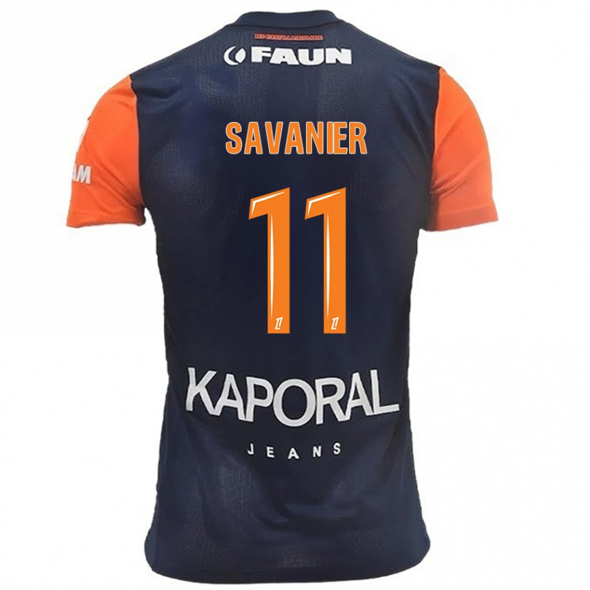 Enfant Football Maillot Téji Savanier #11 Bleu Marine Orange Tenues Domicile 2024/25