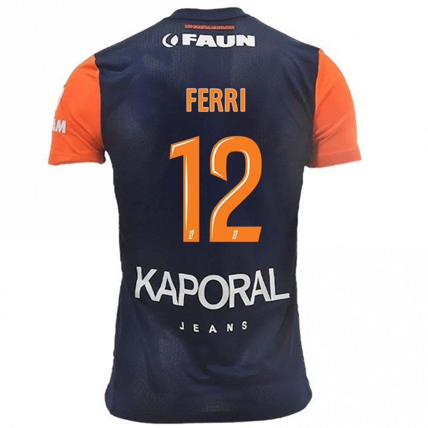 Enfant Football Maillot Jordan Ferri #12 Bleu Marine Orange Tenues Domicile 2024/25