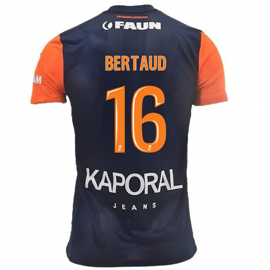 Enfant Football Maillot Dimitry Bertaud #16 Bleu Marine Orange Tenues Domicile 2024/25