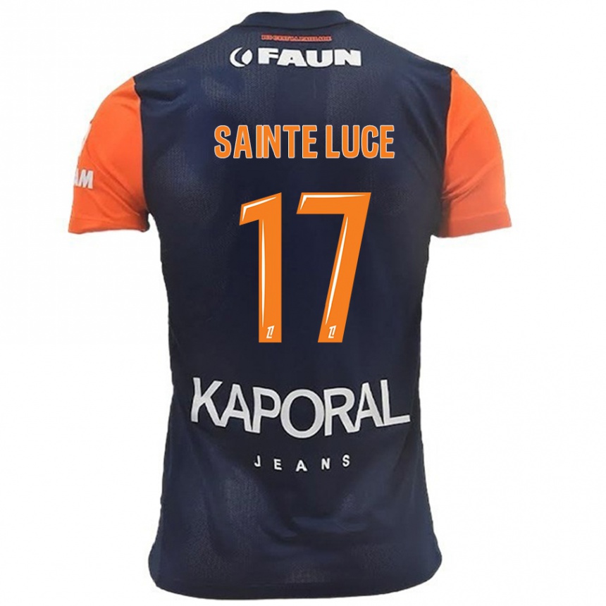 Enfant Football Maillot Théo Sainte-Luce #17 Bleu Marine Orange Tenues Domicile 2024/25