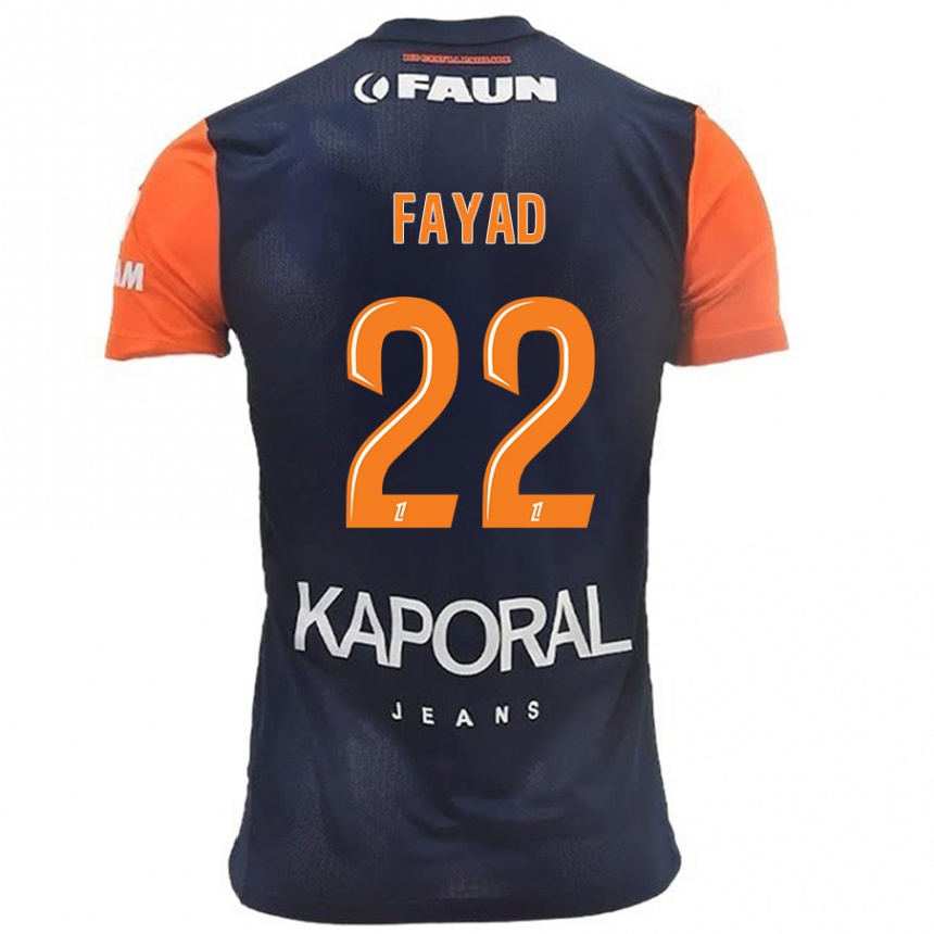 Enfant Football Maillot Khalil Fayad #22 Bleu Marine Orange Tenues Domicile 2024/25