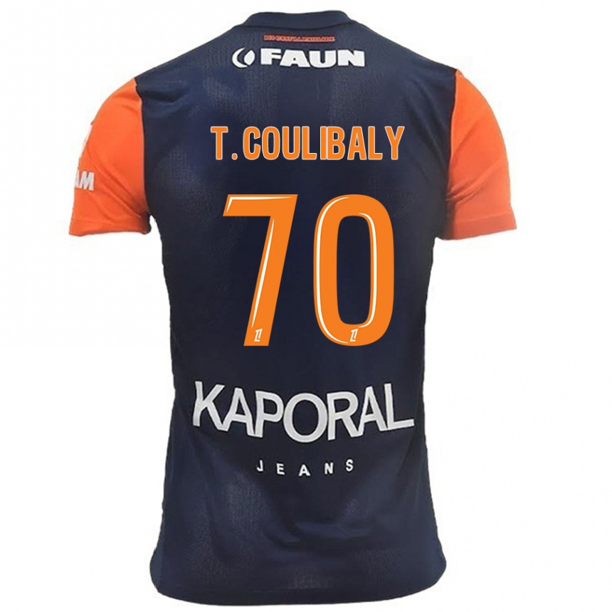 Enfant Football Maillot Tanguy Coulibaly #70 Bleu Marine Orange Tenues Domicile 2024/25