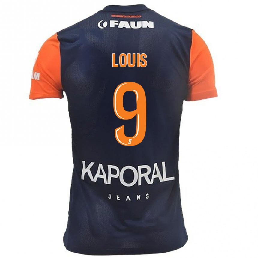 Enfant Football Maillot Kethna Louis #9 Bleu Marine Orange Tenues Domicile 2024/25