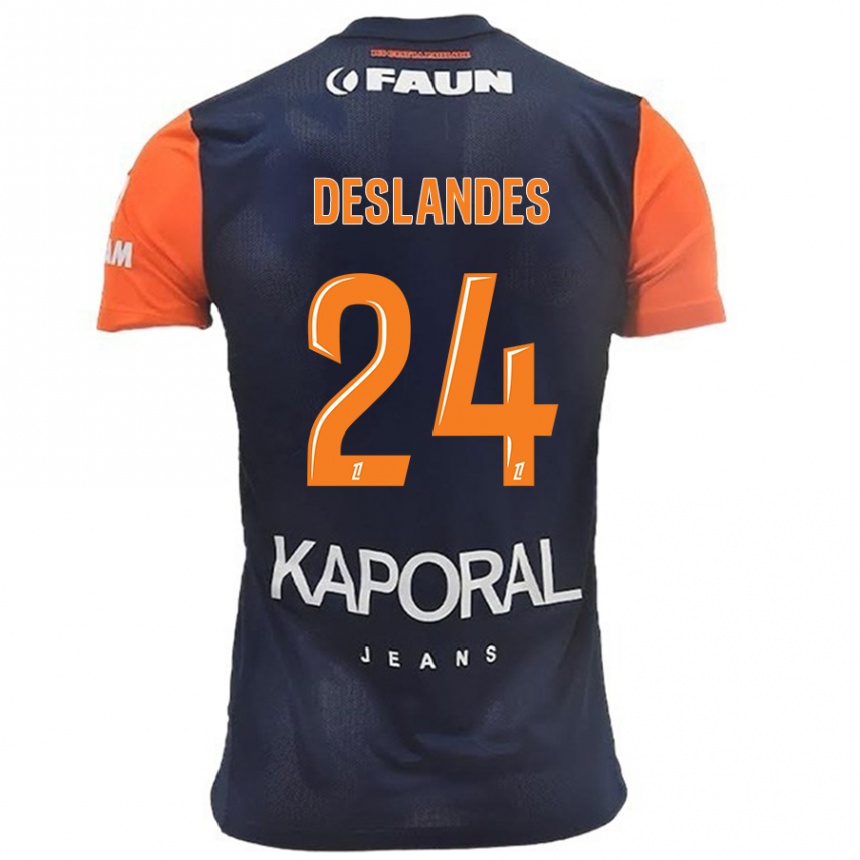 Enfant Football Maillot Océane Deslandes #24 Bleu Marine Orange Tenues Domicile 2024/25