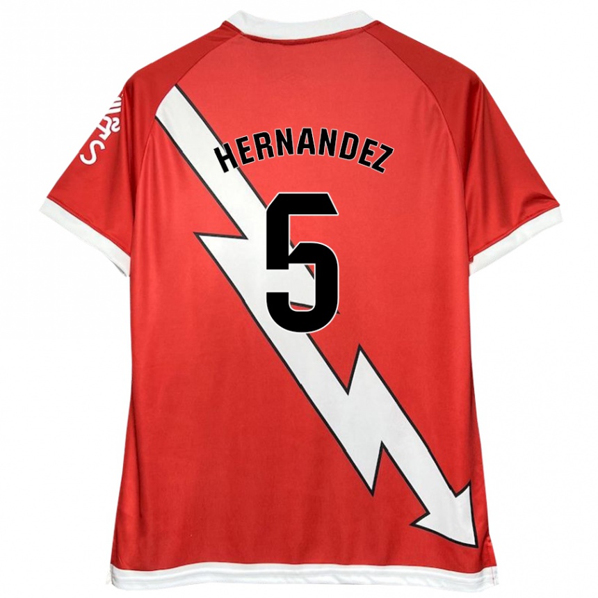 Enfant Football Maillot Aridane Hernández #5 Blanc Rouge Tenues Domicile 2024/25