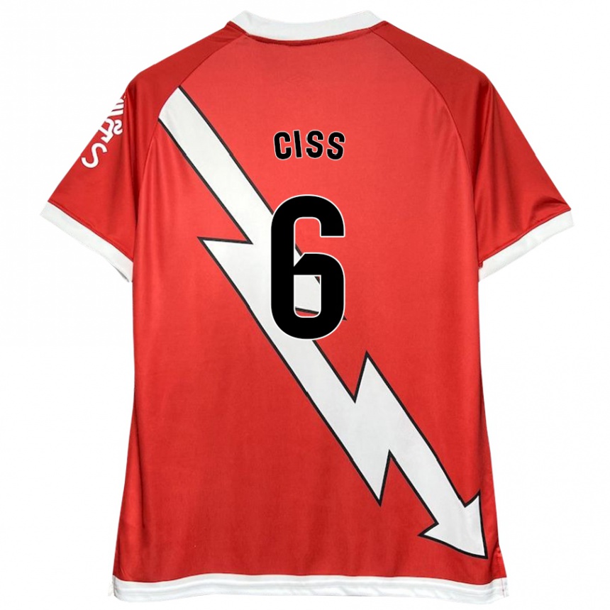 Enfant Football Maillot Pathé Ciss #6 Blanc Rouge Tenues Domicile 2024/25