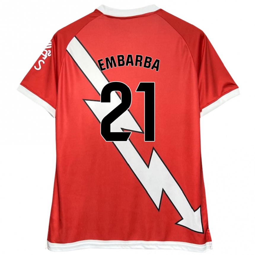 Enfant Football Maillot Adrián Embarba #21 Blanc Rouge Tenues Domicile 2024/25