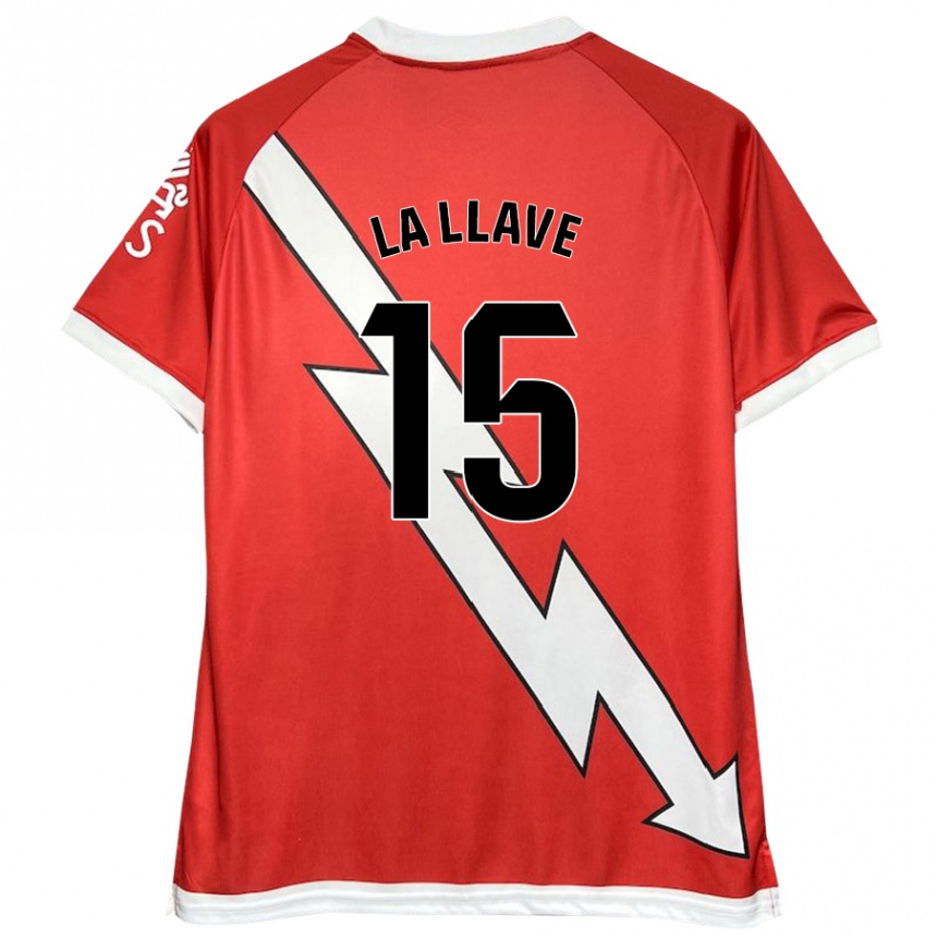 Enfant Football Maillot Kevin De La Llave #15 Blanc Rouge Tenues Domicile 2024/25