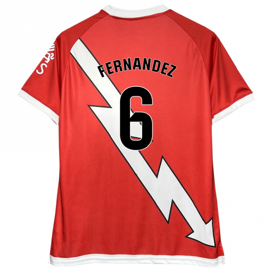 Enfant Football Maillot Paula Fernández #6 Blanc Rouge Tenues Domicile 2024/25