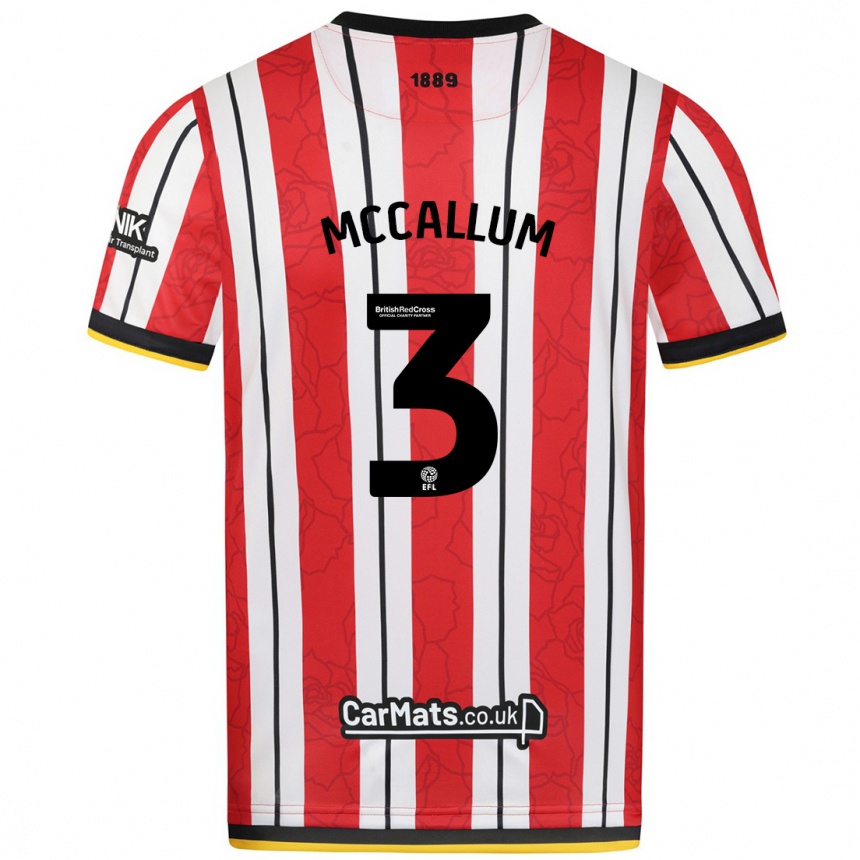 Enfant Football Maillot Sam Mccallum #3 Rayures Blanches Rouges Tenues Domicile 2024/25