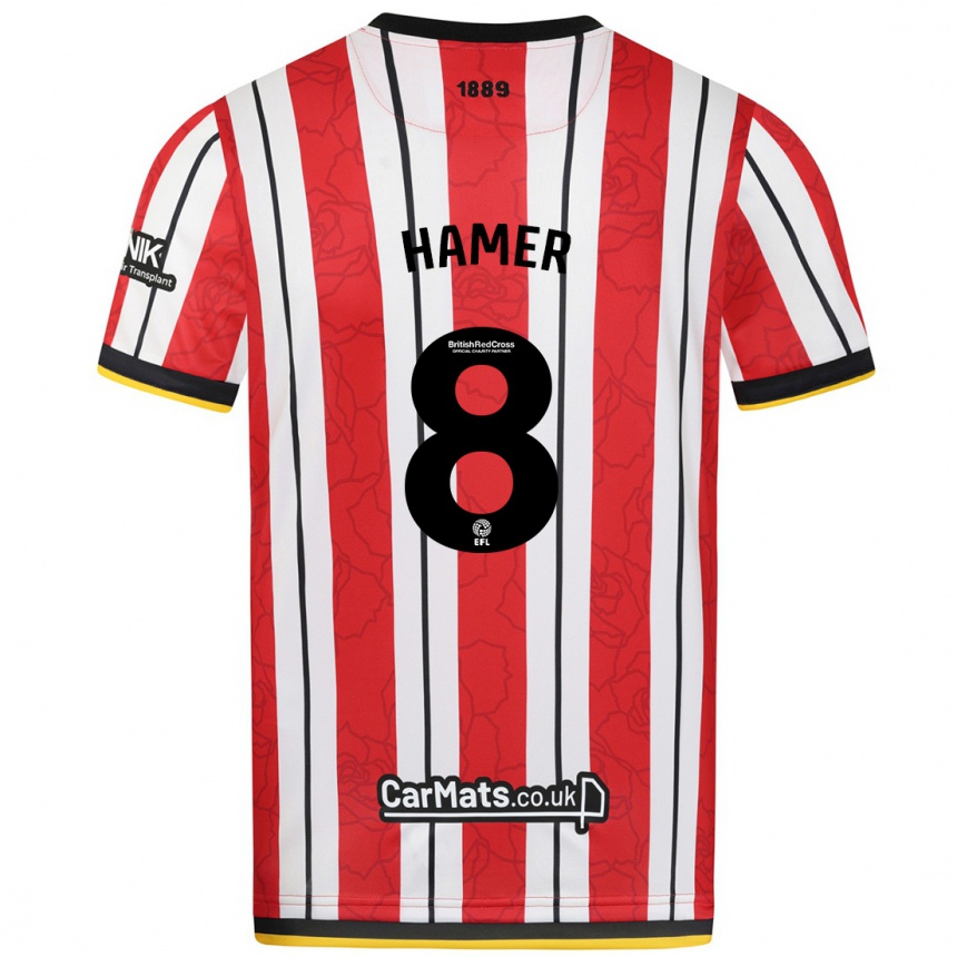 Enfant Football Maillot Gustavo Hamer #8 Rayures Blanches Rouges Tenues Domicile 2024/25