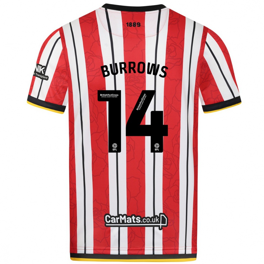 Enfant Football Maillot Harrison Burrows #14 Rayures Blanches Rouges Tenues Domicile 2024/25