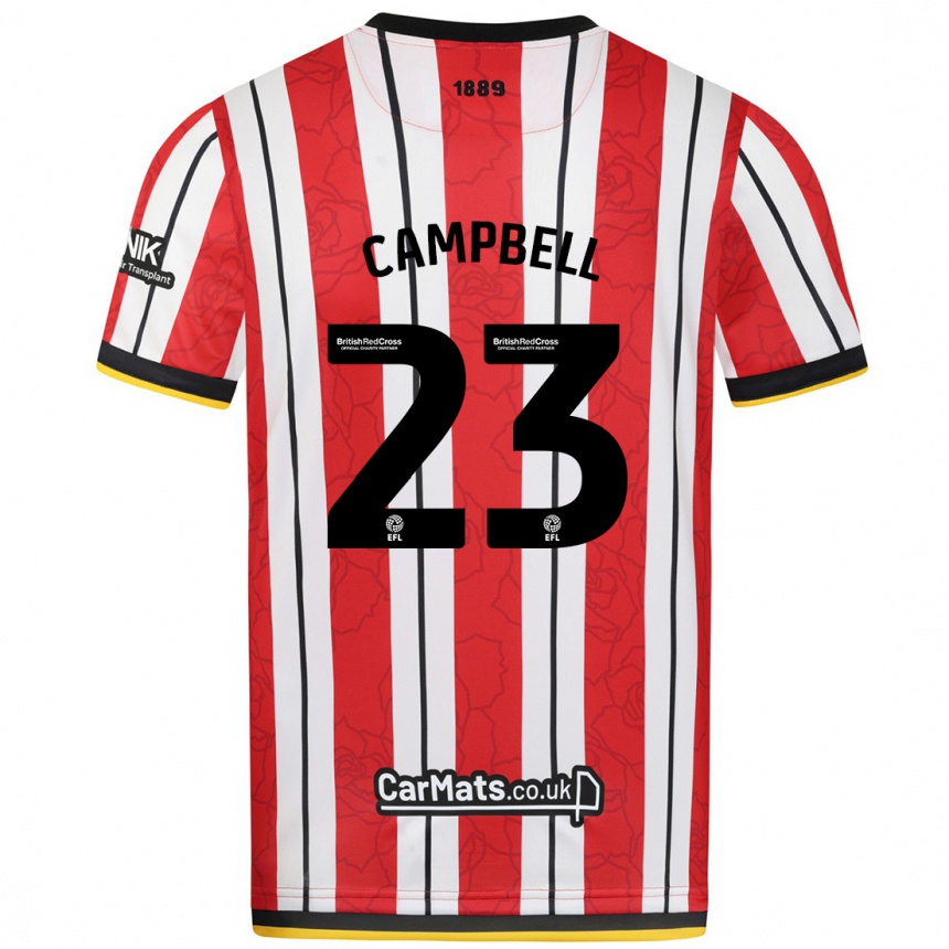 Enfant Football Maillot Tyrese Campbell #23 Rayures Blanches Rouges Tenues Domicile 2024/25