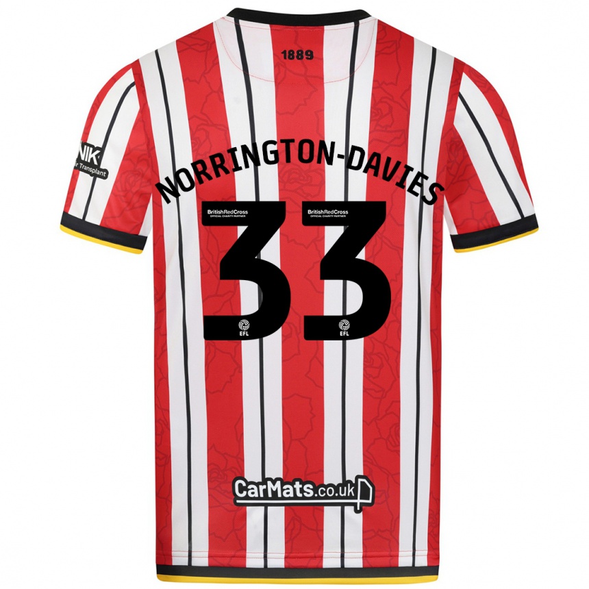 Enfant Football Maillot Rhys Norrington-Davies #33 Rayures Blanches Rouges Tenues Domicile 2024/25