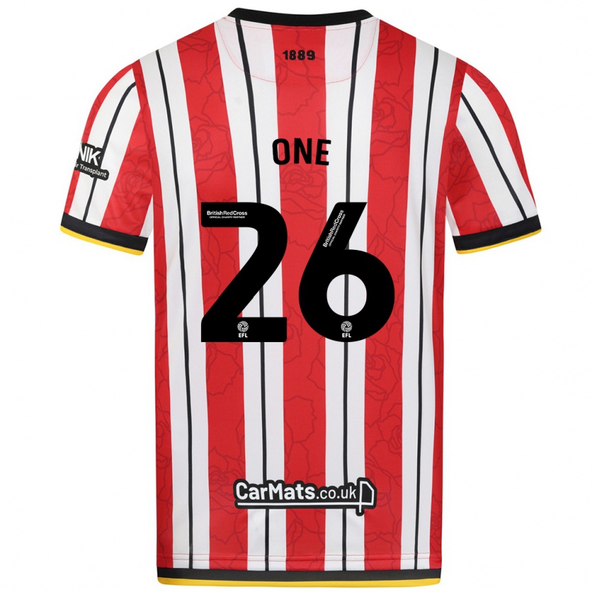 Enfant Football Maillot Ryan Oné #26 Rayures Blanches Rouges Tenues Domicile 2024/25