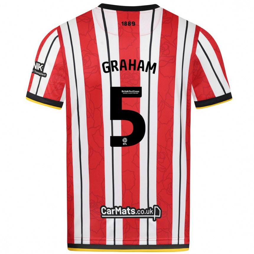 Enfant Football Maillot Molly Graham #5 Rayures Blanches Rouges Tenues Domicile 2024/25