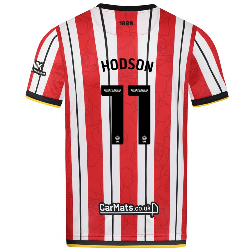 Enfant Football Maillot Ashley Hodson #11 Rayures Blanches Rouges Tenues Domicile 2024/25