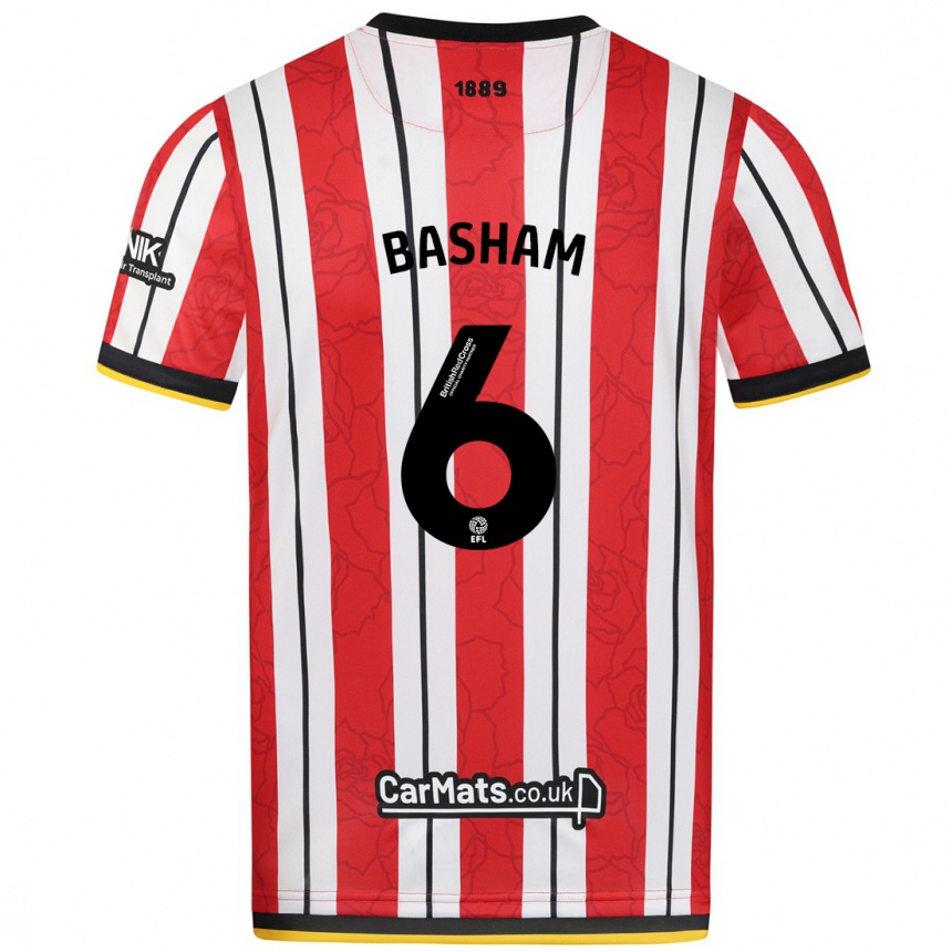 Enfant Football Maillot Chris Basham #6 Rayures Blanches Rouges Tenues Domicile 2024/25