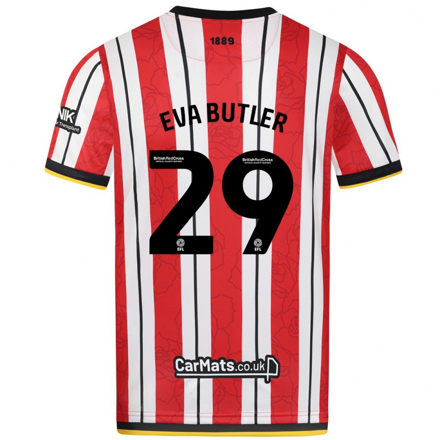 Enfant Football Maillot Eva Butler #29 Rayures Blanches Rouges Tenues Domicile 2024/25