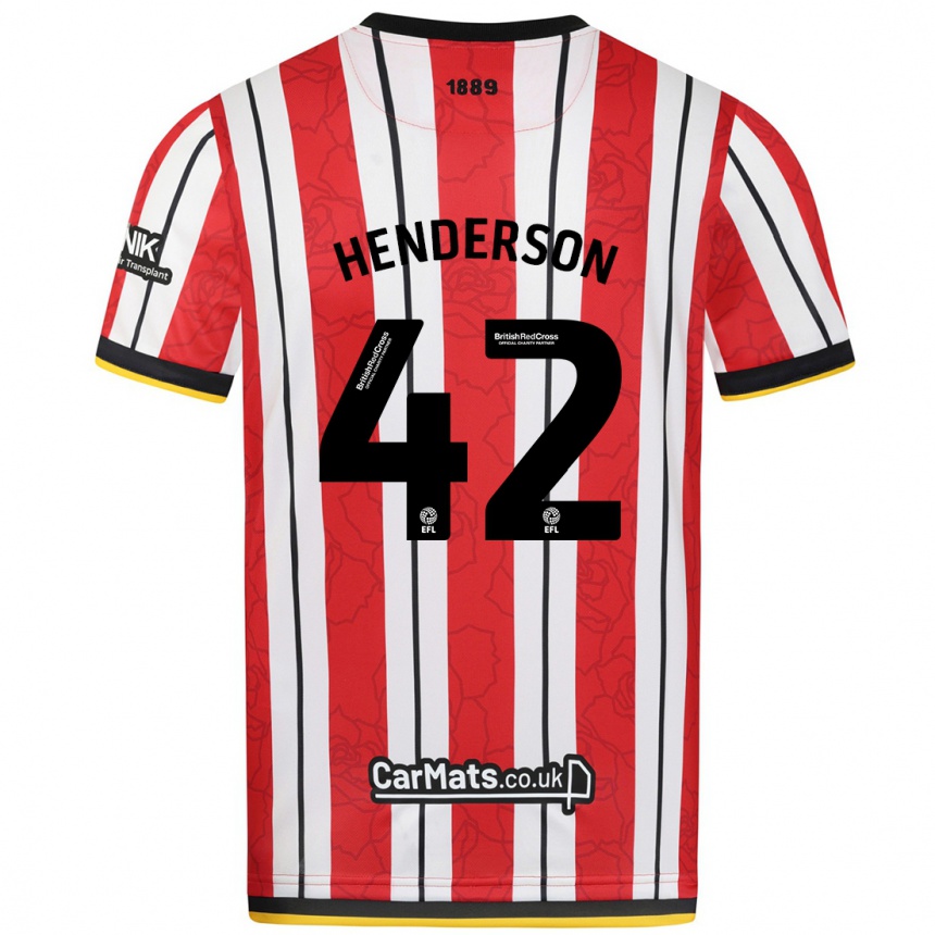 Enfant Football Maillot Peyton Henderson #42 Rayures Blanches Rouges Tenues Domicile 2024/25