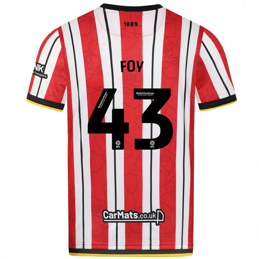 Enfant Football Maillot Gus Foy #43 Rayures Blanches Rouges Tenues Domicile 2024/25