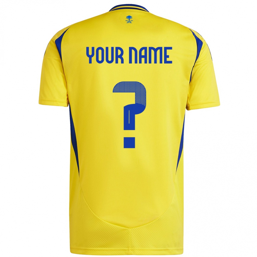 Enfant Football Maillot Votre Nom #0 Jaune Bleu Tenues Domicile 2024/25