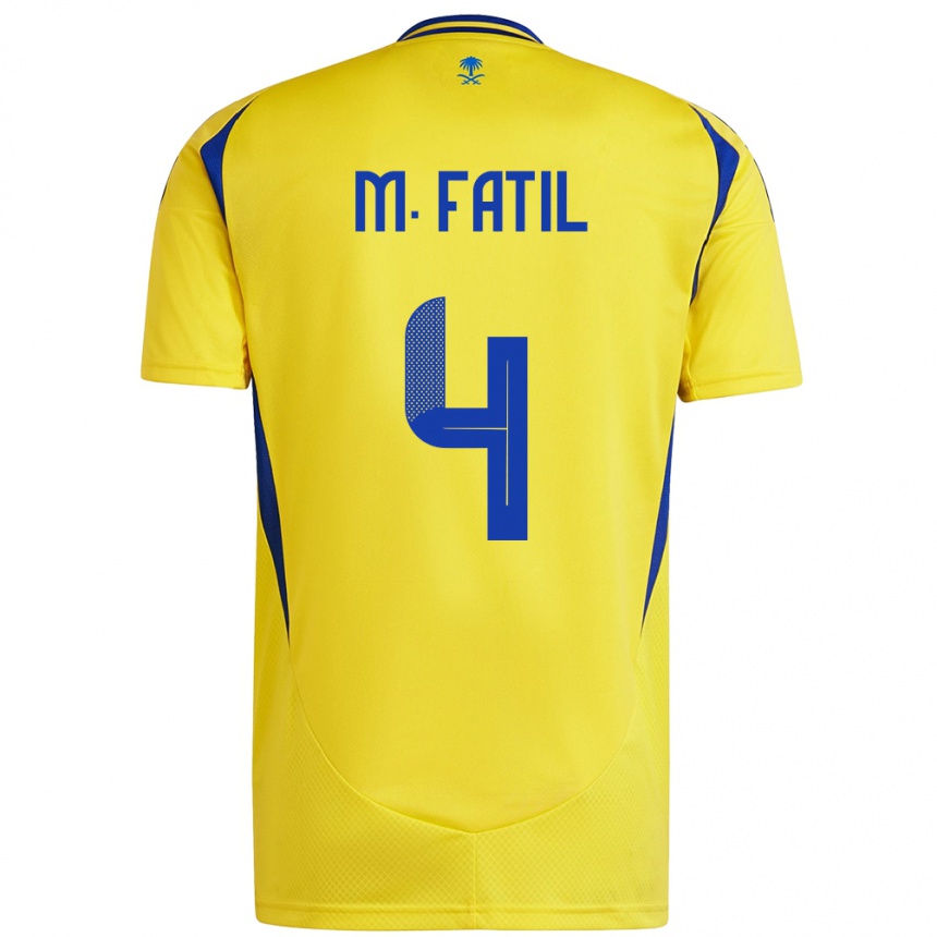 Enfant Football Maillot Mohammed Al-Fatil #4 Jaune Bleu Tenues Domicile 2024/25