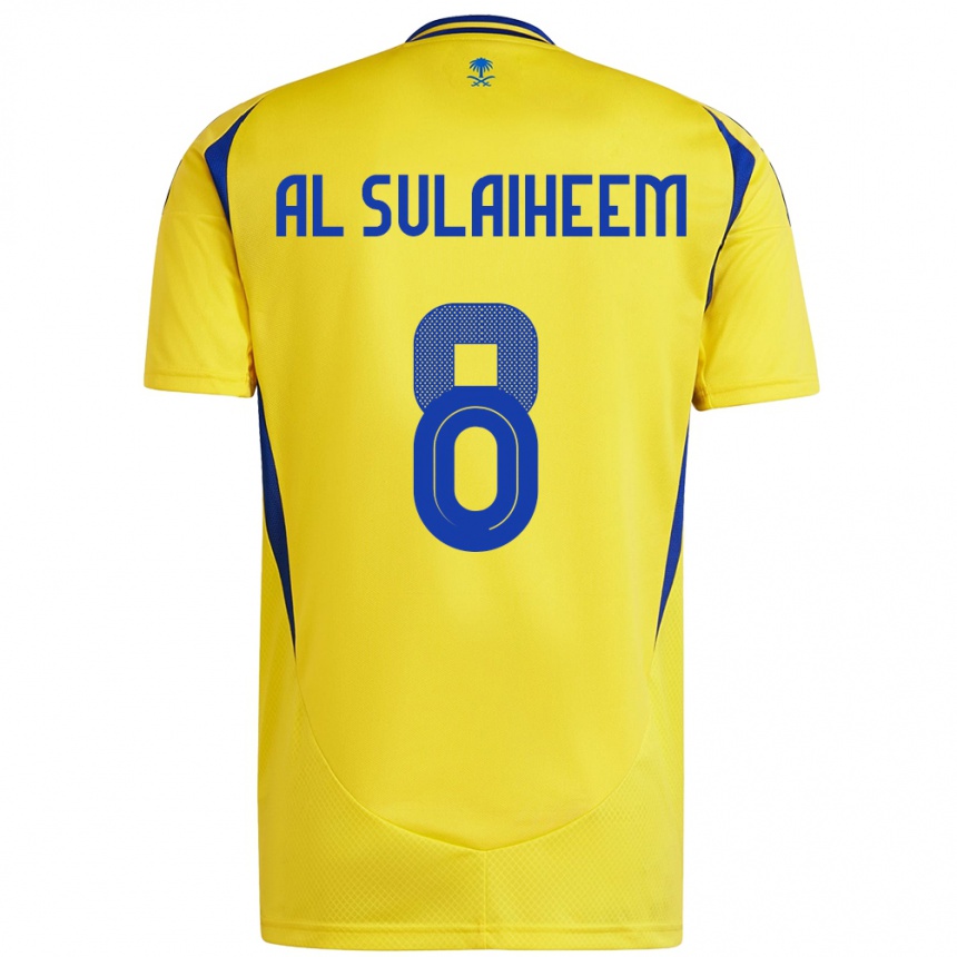 Enfant Football Maillot Abdulmajeed Al-Sulaiheem #8 Jaune Bleu Tenues Domicile 2024/25