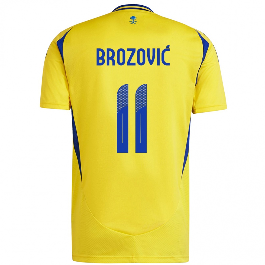 Enfant Football Maillot Marcelo Brozovic #11 Jaune Bleu Tenues Domicile 2024/25