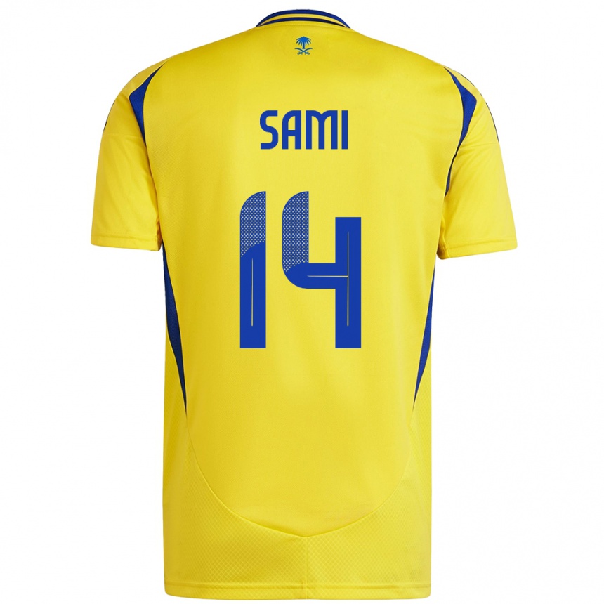 Enfant Football Maillot Sami Al-Najei #14 Jaune Bleu Tenues Domicile 2024/25