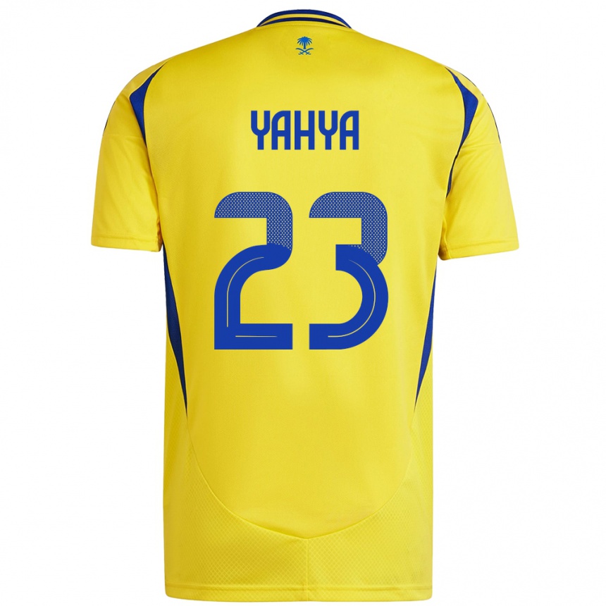 Enfant Football Maillot Ayman Yahya #23 Jaune Bleu Tenues Domicile 2024/25