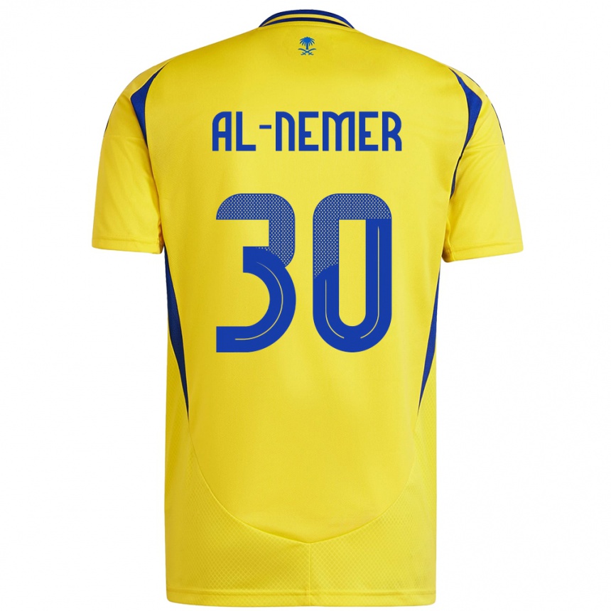 Enfant Football Maillot Meshari Al-Nemer #30 Jaune Bleu Tenues Domicile 2024/25