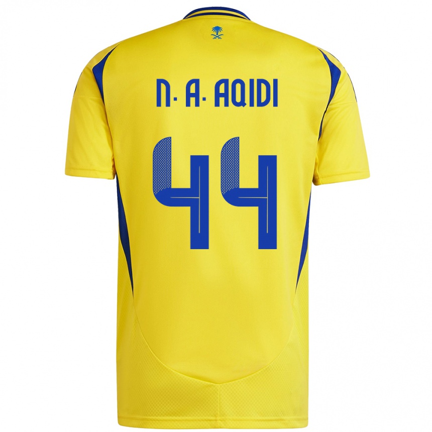 Enfant Football Maillot Nawaf Al-Aqidi #44 Jaune Bleu Tenues Domicile 2024/25