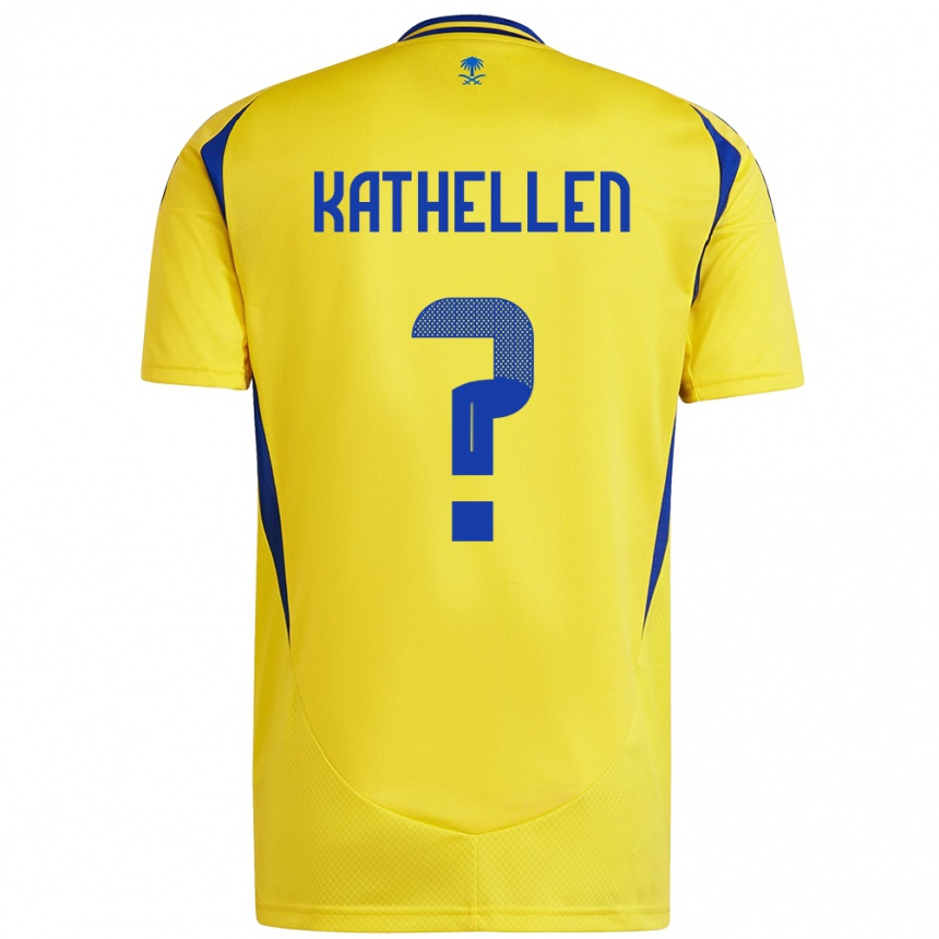 Enfant Football Maillot Kathellen #0 Jaune Bleu Tenues Domicile 2024/25