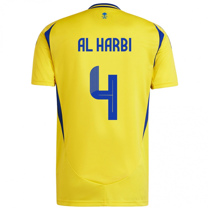 Enfant Football Maillot Fay Al-Harbi #4 Jaune Bleu Tenues Domicile 2024/25