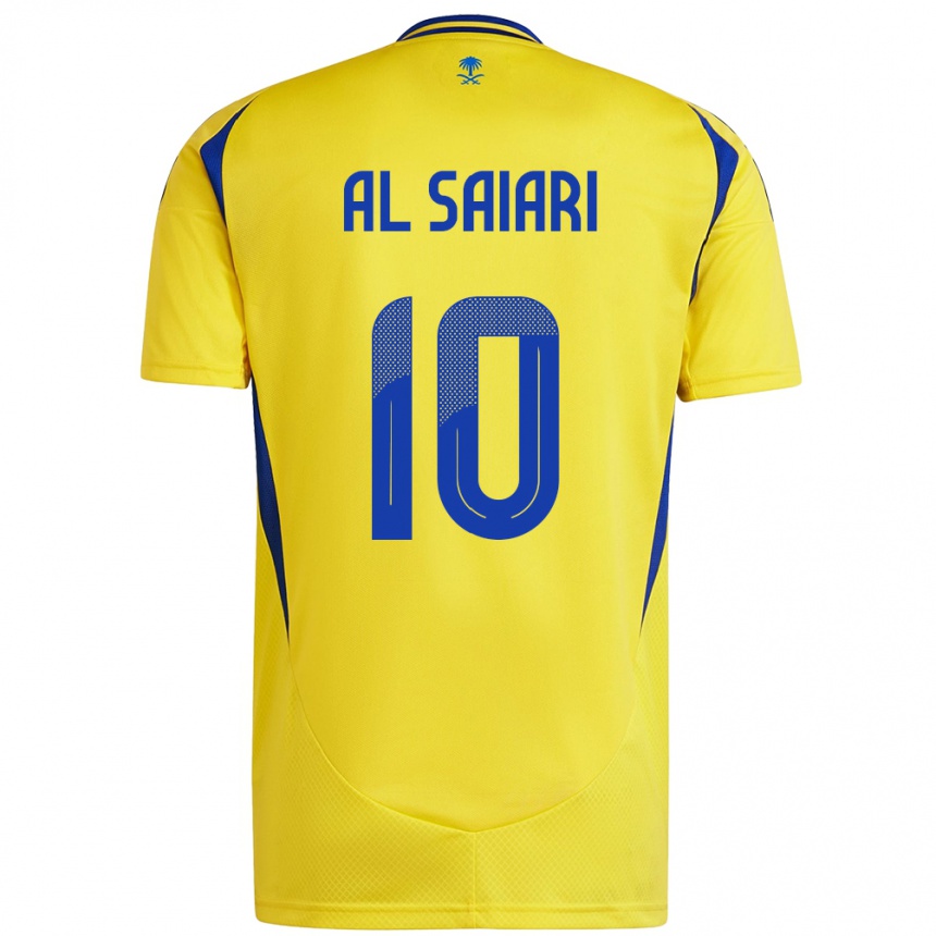 Enfant Football Maillot Mubarkh Al-Saiari #10 Jaune Bleu Tenues Domicile 2024/25