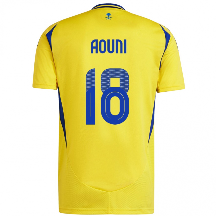 Enfant Football Maillot Samia Aouni #18 Jaune Bleu Tenues Domicile 2024/25